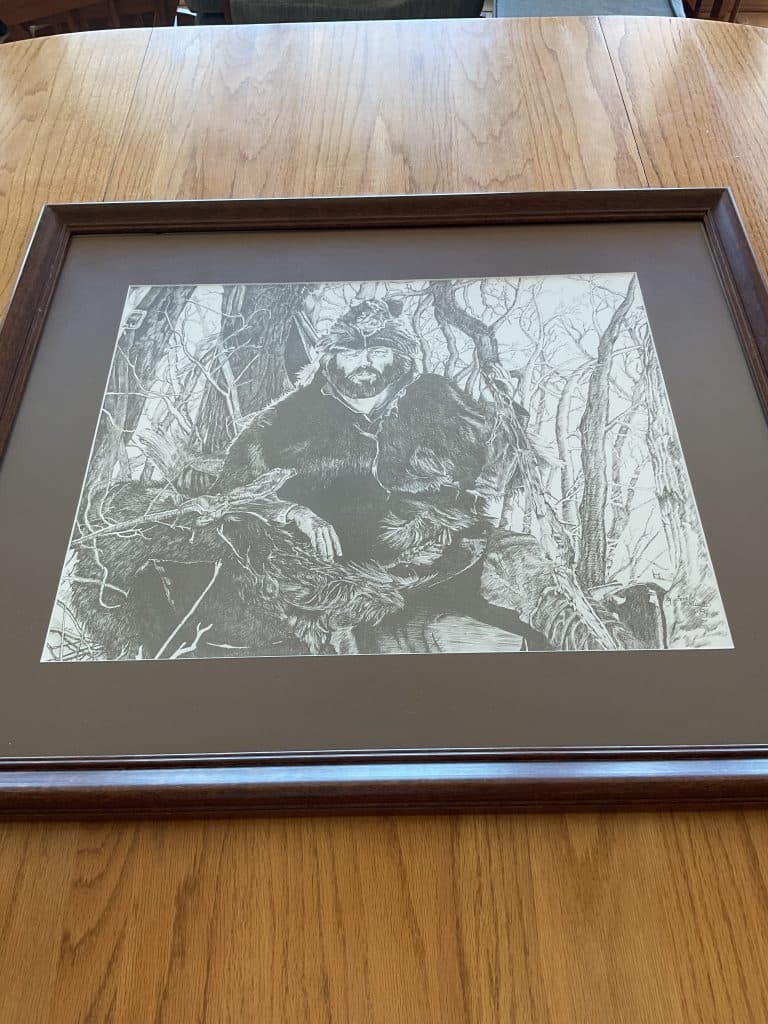 Pencil and charcoal drawing of mountain man.