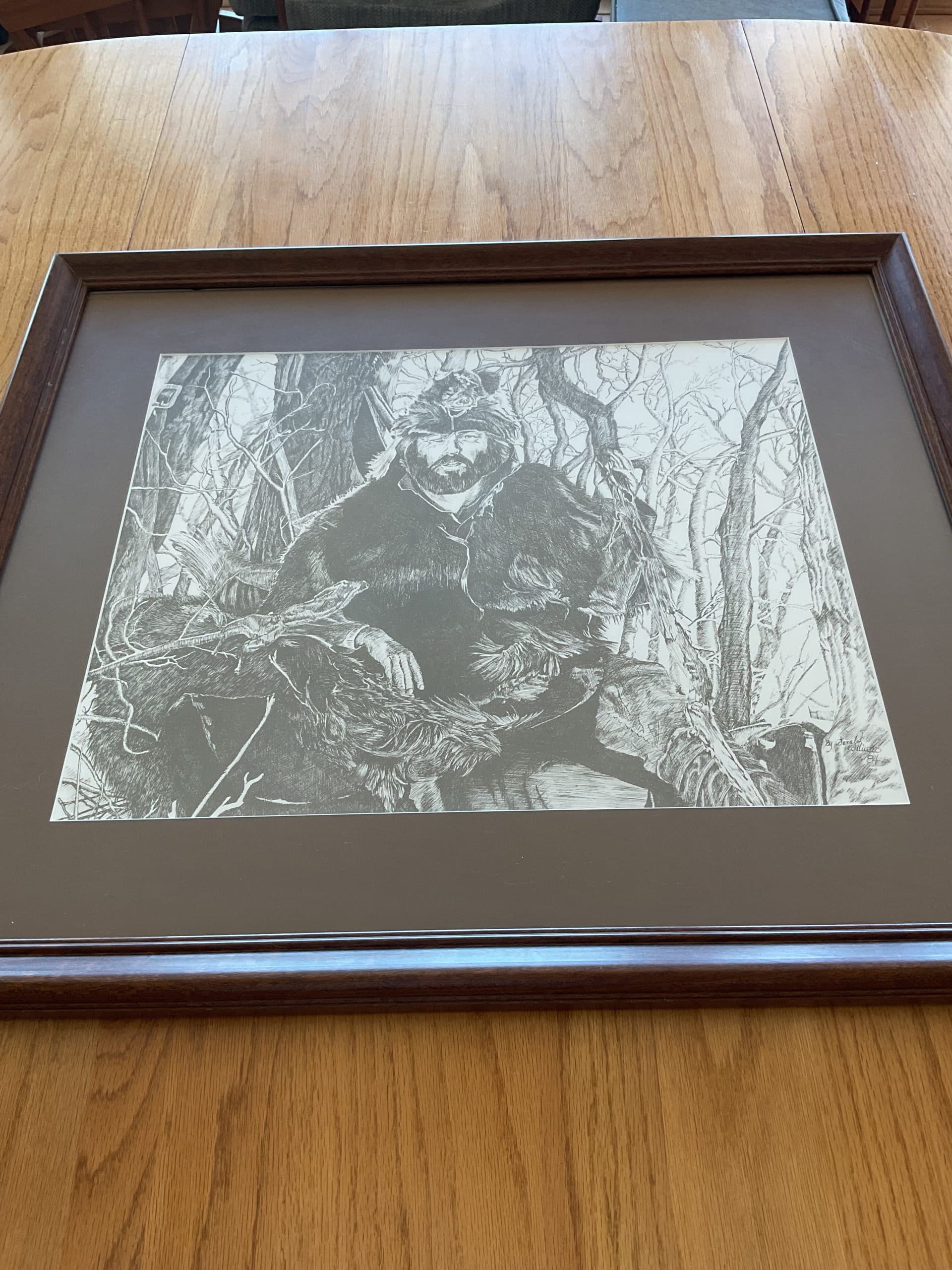 Pencil and charcoal drawing of mountain man.