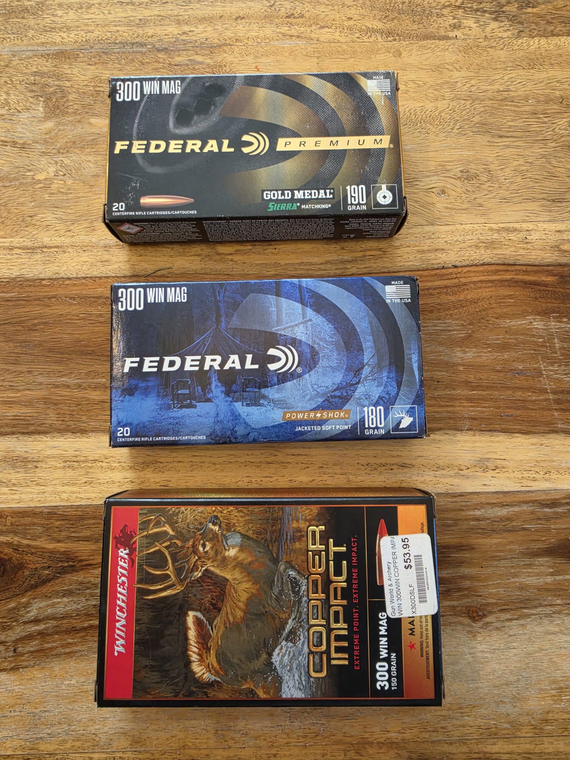 3 full boxes of 300 Win Mag Factory Ammo