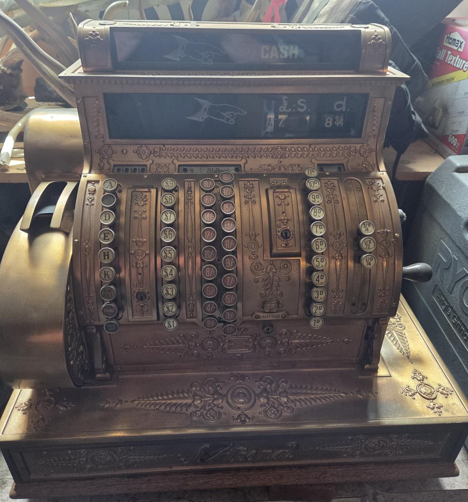 1885 Model 95 National Brass Cash Register