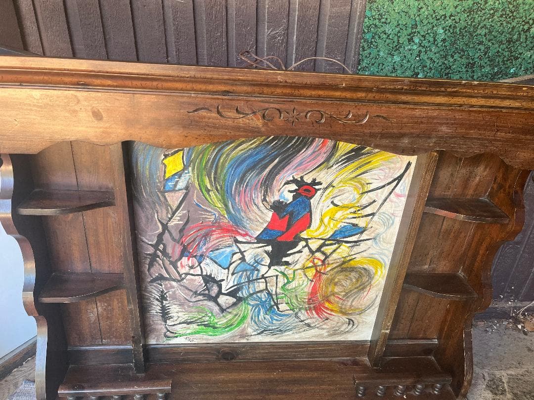 Antique Victorian-style Édouard Pignon painting Over Mantle with light