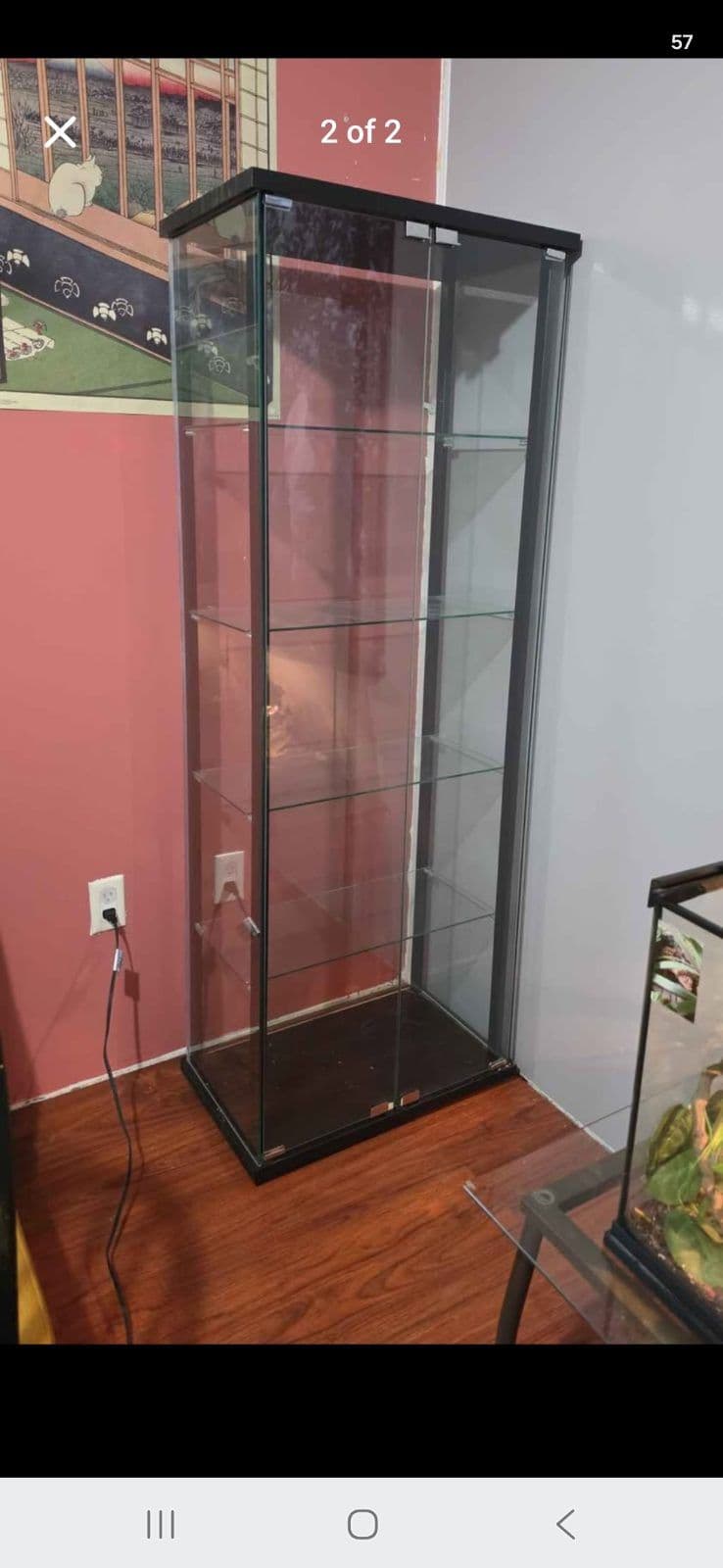 2 large glass display cases