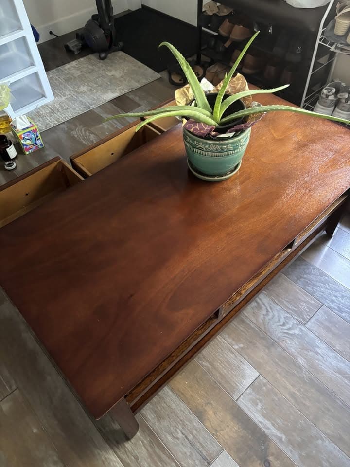 Wooden Coffee Table with Three Drawers