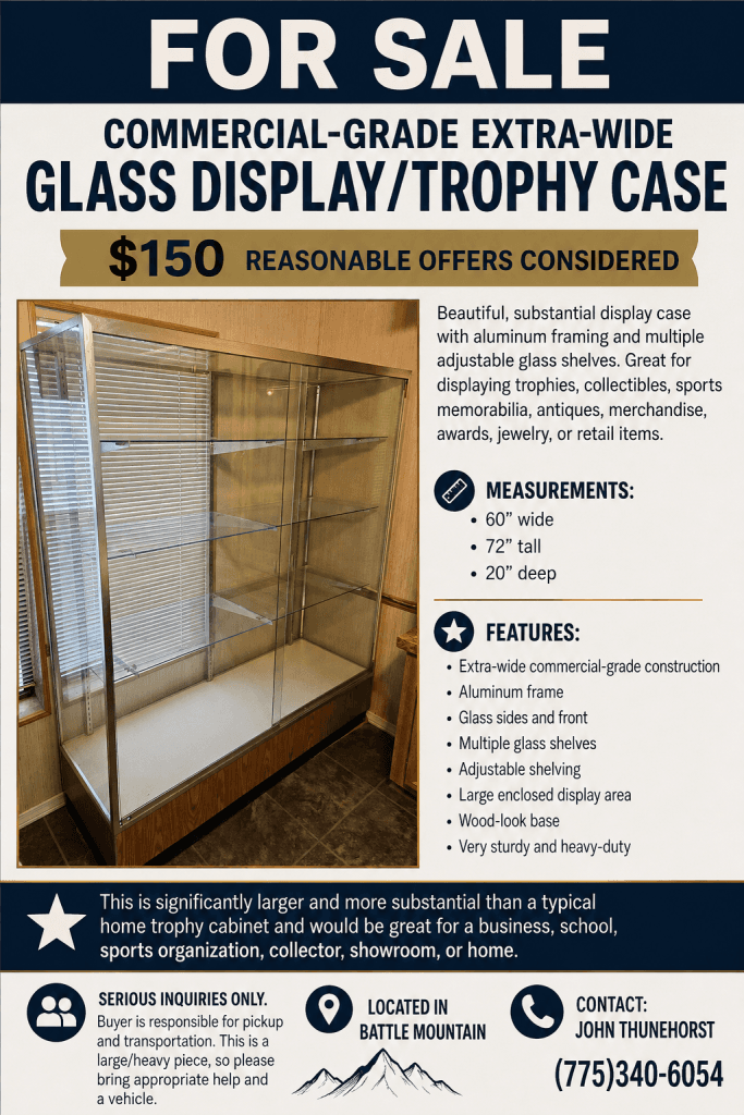Commercial-grade extra-wide glass display/trophy case $150 Reasonable Offers Considered