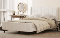 Full Size White Velvet Bed, Some Wear
