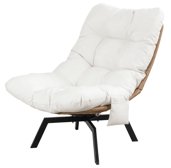 Pair of Shintenchi Outdoor Plastic Wicker Chairs with Cushions